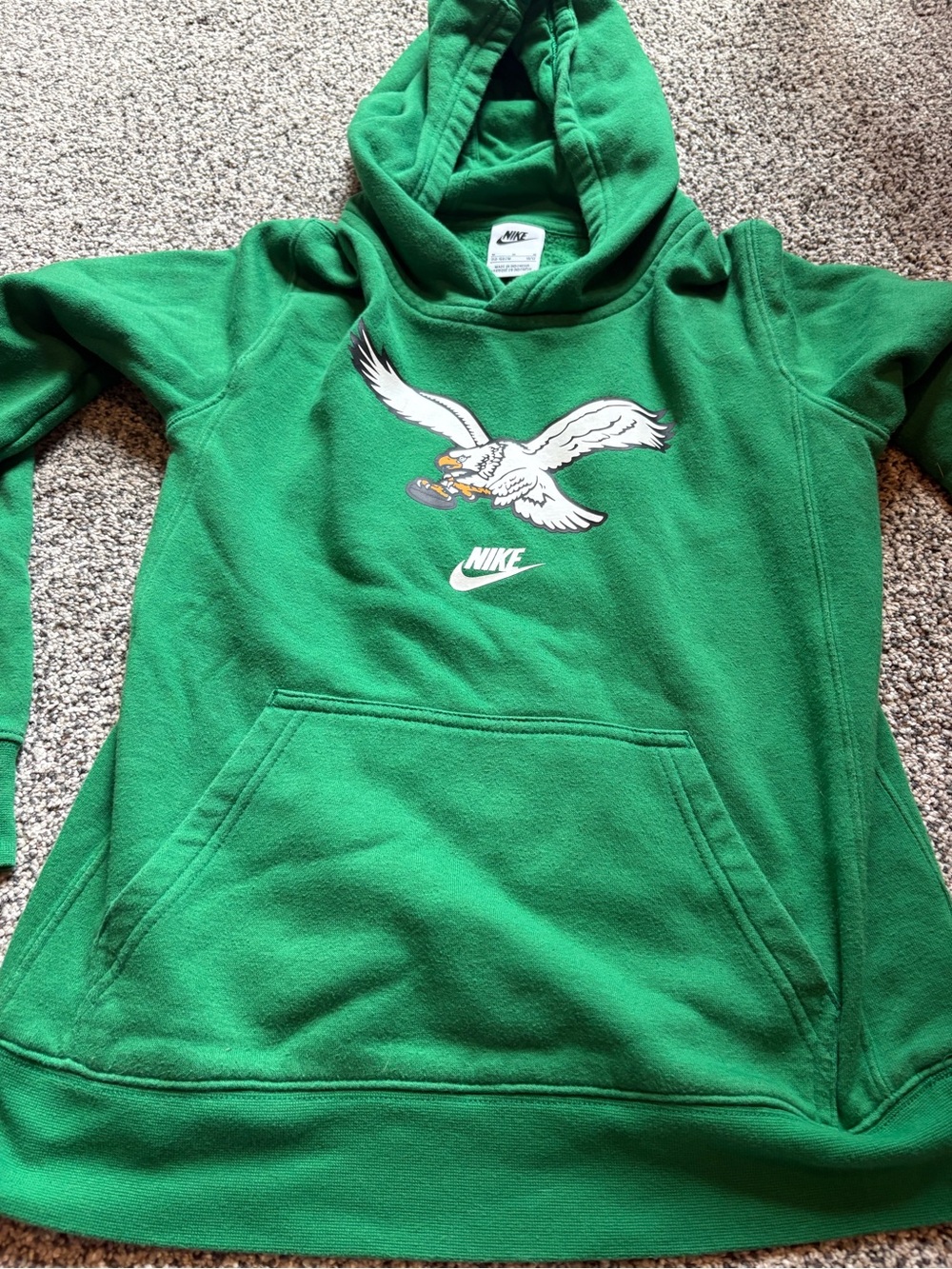 Nike Kids Green Pullover Hoodie with Eagle Graphic